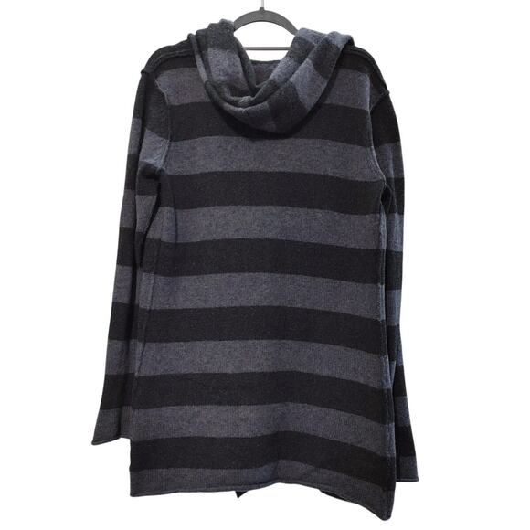 Vince Alpaca Cashmere Wool Sweater Cardigan Black Gray Striped Womens Large - Picture 2 of 6